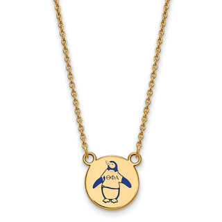 Sterling Silver Gold-plated LogoArt Theta Phi Alpha Sorority Symbol Small Color Enamel Pendant 18 inch Necklace GP044TPA-18