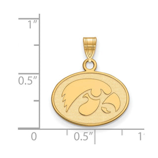 14k Gold LogoArt University of Iowa Hawk Small Oval Pendant