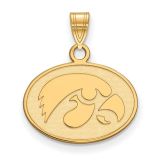 14k Gold LogoArt University of Iowa Hawk Small Oval Pendant