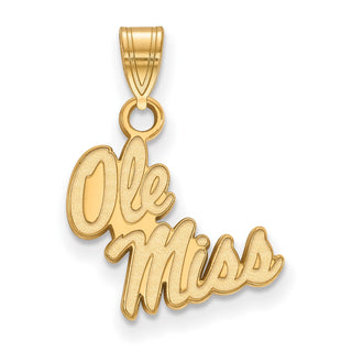 Sterling Silver Gold-plated LogoArt University of Mississippi Ole Miss Small Pendant