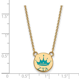 Sterling Silver Gold-plated LogoArt Zeta Tau Alpha Sorority Symbol Small Color Enamel Pendant 18 inch Necklace GP044ZTA-18