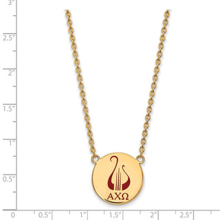 Sterling Silver Gold-plated LogoArt Alpha Chi Omega Sorority Symbol Large Color Enamel Pendant 18 inch Necklace GP045ACO-18