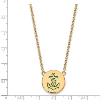 Sterling Silver Gold-plated LogoArt Alpha Sigma Tau Sorority Symbol Large Color Enamel Pendant 18 inch Necklace GP045ALS-18