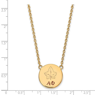 Sterling Silver Gold-plated LogoArt Alpha Phi Sorority Symbol Large Color Enamel Pendant 18 inch Necklace GP045APH-18