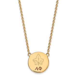 Sterling Silver Gold-plated LogoArt Alpha Phi Sorority Symbol Large Color Enamel Pendant 18 inch Necklace GP045APH-18