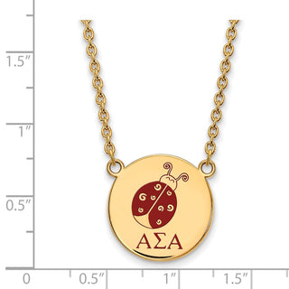 Sterling Silver Gold-plated LogoArt Alpha Sigma Alpha Sorority Symbol Large Color Enamel Pendant 18 inch Necklace GP045ASI-18