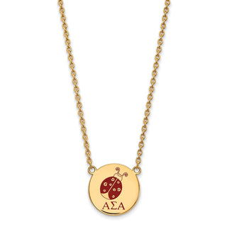 Sterling Silver Gold-plated LogoArt Alpha Sigma Alpha Sorority Symbol Large Color Enamel Pendant 18 inch Necklace GP045ASI-18
