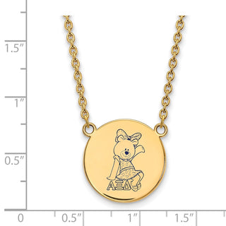 Sterling Silver Gold-plated LogoArt Alpha Xi Delta Sorority Symbol Large Color Enamel Pendant 18 inch Necklace GP045AXD-18