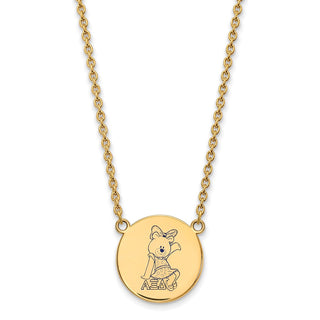 Sterling Silver Gold-plated LogoArt Alpha Xi Delta Sorority Symbol Large Color Enamel Pendant 18 inch Necklace GP045AXD-18