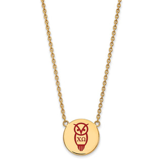 Sterling Silver Gold-plated LogoArt Chi Omega Sorority Symbol Large Color Enamel Pendant 18 inch Necklace GP045CHO-18