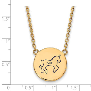 Sterling Silver Gold-plated LogoArt Delta Phi Epsilon Sorority Symbol Large Color Enamel Pendant 18 inch Necklace GP045DPH-18