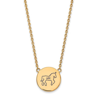 Sterling Silver Gold-plated LogoArt Delta Phi Epsilon Sorority Symbol Large Color Enamel Pendant 18 inch Necklace GP045DPH-18