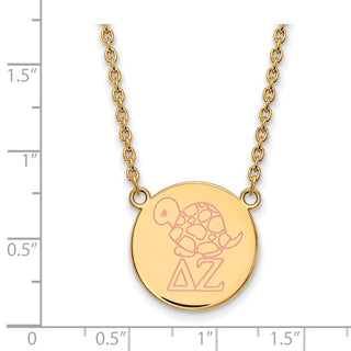 Sterling Silver Gold-plated LogoArt Delta Zeta Sorority Symbol Large Color Enamel Pendant 18 inch Necklace GP045DZ-18