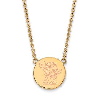 Sterling Silver Gold-plated LogoArt Delta Zeta Sorority Symbol Large Color Enamel Pendant 18 inch Necklace GP045DZ-18