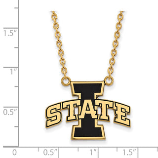 Sterling Silver Gold-plated LogoArt Iowa State University Large Enameled Pendant 18 inch Necklace