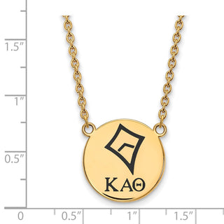 Sterling Silver Gold-plated LogoArt Kappa Alpha Theta Sorority Symbol Large Color Enamel Pendant 18 inch Necklace GP045KAT-18