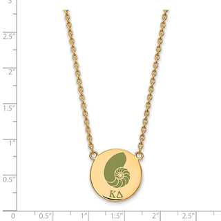 Sterling Silver Gold-plated LogoArt Kappa Delta Sorority Symbol Large Color Enamel Pendant 18 inch Necklace GP045KD-18