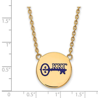 Sterling Silver Gold-plated LogoArt Kappa Kappa Gamma Sorority Symbol Large Color Enamel Pendant 18 inch Necklace GP045KKG-18
