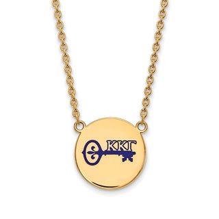Sterling Silver Gold-plated LogoArt Kappa Kappa Gamma Sorority Symbol Large Color Enamel Pendant 18 inch Necklace GP045KKG-18
