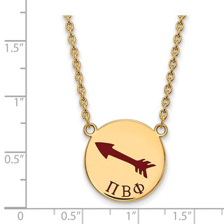 Sterling Silver Gold-plated LogoArt Pi Beta Phi Sorority Symbol Large Color Enamel Pendant 18 inch Necklace GP045PBP-18