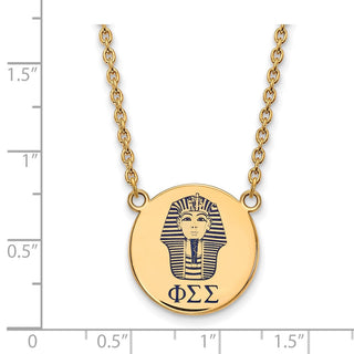 Sterling Silver Gold-plated LogoArt Phi Sigma Sigma Sorority Symbol Large Color Enamel Pendant 18 inch Necklace GP045PSS-18