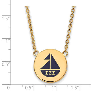 Sterling Silver Gold-plated LogoArt Sigma Sigma Sigma Sorority Symbol Large Color Enamel Pendant 18 inch Necklace GP045SSS-18