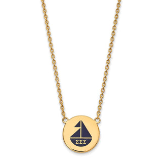 Sterling Silver Gold-plated LogoArt Sigma Sigma Sigma Sorority Symbol Large Color Enamel Pendant 18 inch Necklace GP045SSS-18