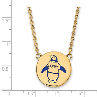 Sterling Silver Gold-plated LogoArt Theta Phi Alpha Sorority Symbol Large Color Enamel Pendant 18 inch Necklace GP045TPA-18