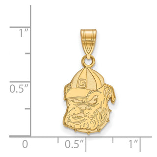 Sterling Silver Gold-plated LogoArt University of Georgia Bulldog Medium Pendant