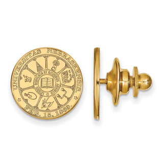 Sterling Silver Gold-plated LogoArt University of Nebraska Crest Lapel Pin