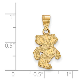 10k Gold LogoArt University of Wisconsin Badger Medium Pendant