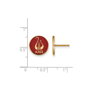 Sterling Silver Gold-plated LogoArt Alpha Chi Omega Sorority Symbol Color Enamel Post Earrings GP046ACO