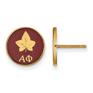 Sterling Silver Gold-plated LogoArt Alpha Phi Sorority Symbol Color Enamel Post Earrings GP046APH
