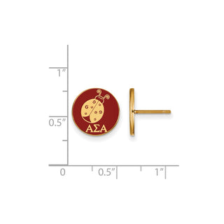 Sterling Silver Gold-plated LogoArt Alpha Sigma Alpha Sorority Symbol Color Enamel Post Earrings GP046ASI