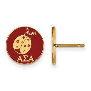 Sterling Silver Gold-plated LogoArt Alpha Sigma Alpha Sorority Symbol Color Enamel Post Earrings GP046ASI