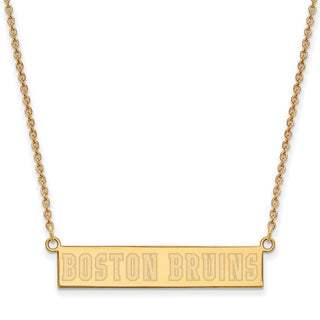 Sterling Silver Gold-plated NHL LogoArt Boston Bruins Small Bar 18 inch Necklace