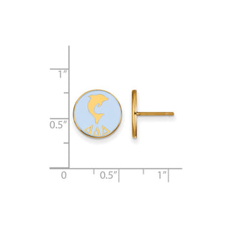 Sterling Silver Gold-plated LogoArt Delta Delta Delta Sorority Symbol Color Enamel Post Earrings GP046DDD