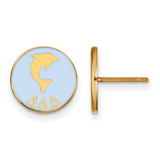 Sterling Silver Gold-plated LogoArt Delta Delta Delta Sorority Symbol Color Enamel Post Earrings GP046DDD