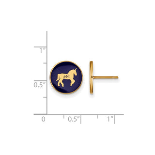 Sterling Silver Gold-plated LogoArt Delta Phi Epsilon Sorority Symbol Color Enamel Post Earrings GP046DPH