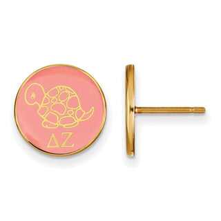 Sterling Silver Gold-plated LogoArt Delta Zeta Sorority Symbol Color Enamel Post Earrings GP046DZ