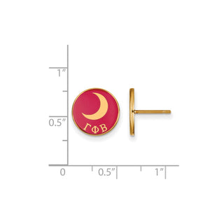 Sterling Silver Gold-plated LogoArt Gamma Phi Beta Sorority Symbol Color Enamel Post Earrings GP046GPB