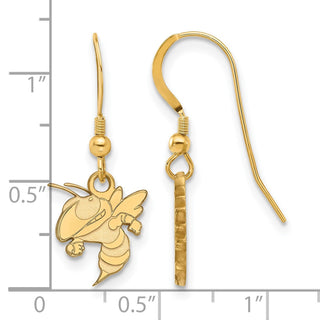 Sterling Silver Gold-plated LogoArt Georgia Institute of Technology Yellow Jacket Sm Dangle Wire Earrings