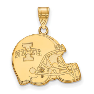 Sterling Silver Gold-plated LogoArt Iowa State University Football Helmet Pendant