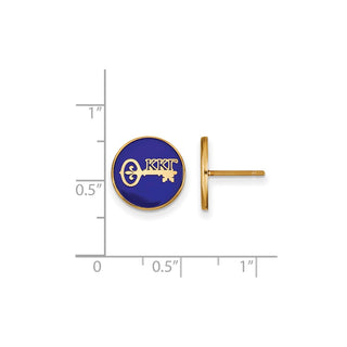 Sterling Silver Gold-plated LogoArt Kappa Kappa Gamma Sorority Symbol Color Enamel Post Earrings GP046KKG