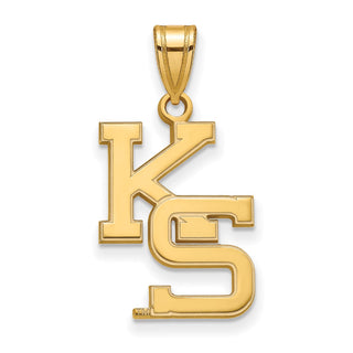 Sterling Silver Gold-plated LogoArt Kansas State University K-S Large Pendant