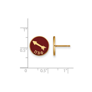 Sterling Silver Gold-plated LogoArt Pi Beta Phi Sorority Symbol Color Enamel Post Earrings GP046PBP