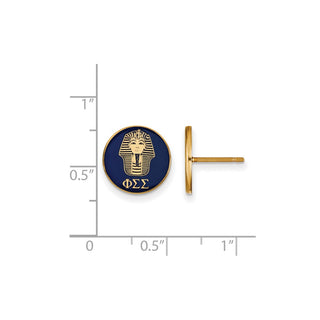 Sterling Silver Gold-plated LogoArt Phi Sigma Sigma Sorority Symbol Color Enamel Post Earrings GP046PSS