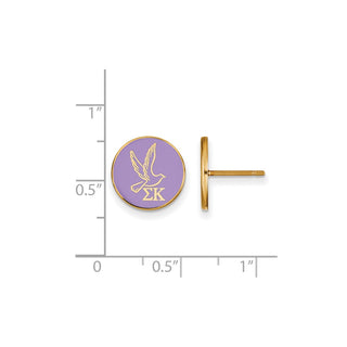 Sterling Silver Gold-plated LogoArt Sigma Kappa Sorority Symbol Color Enamel Post Earrings GP046SKP