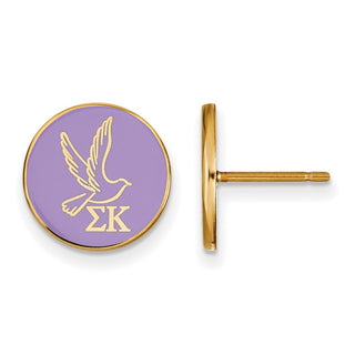 Sterling Silver Gold-plated LogoArt Sigma Kappa Sorority Symbol Color Enamel Post Earrings GP046SKP