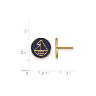 Sterling Silver Gold-plated LogoArt Sigma Sigma Sigma Sorority Symbol Color Enamel Post Earrings GP046SSS